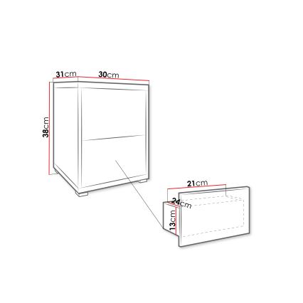 Naktsgaldiņš GESITA 38x30 cm, Cremona ozols
