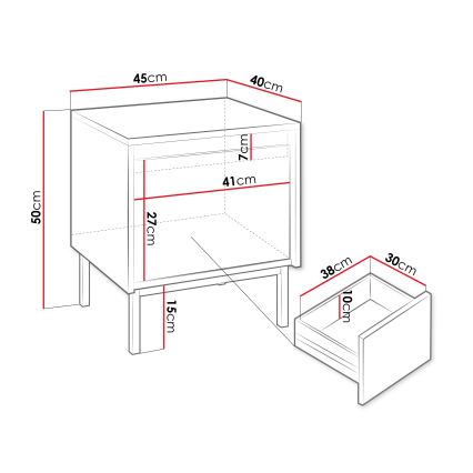 Naktsgaldiņš OZMI 50x45 cm balts