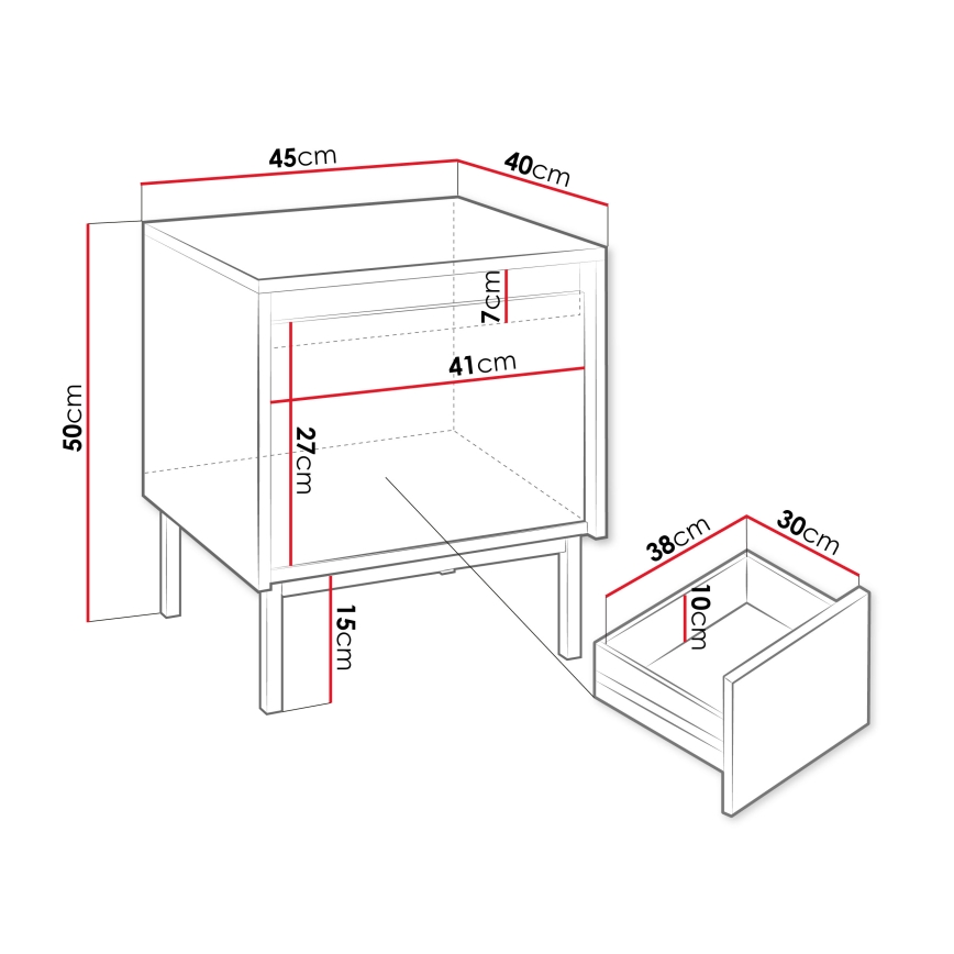Naktsgaldiņš OZMI 50x45 cm kašmīrs