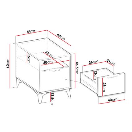 Naktsgaldiņš XYLIX 60x44 cm bēšs