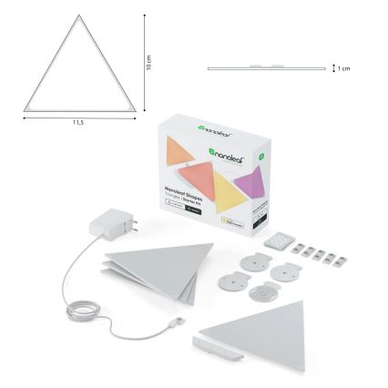 Nanoleaf NL48-1001TW-10PK - KOMPLEKTS 10pcs LED RGB Dimmable pannel TRIANGLES LED/0,5 Wi-Fi