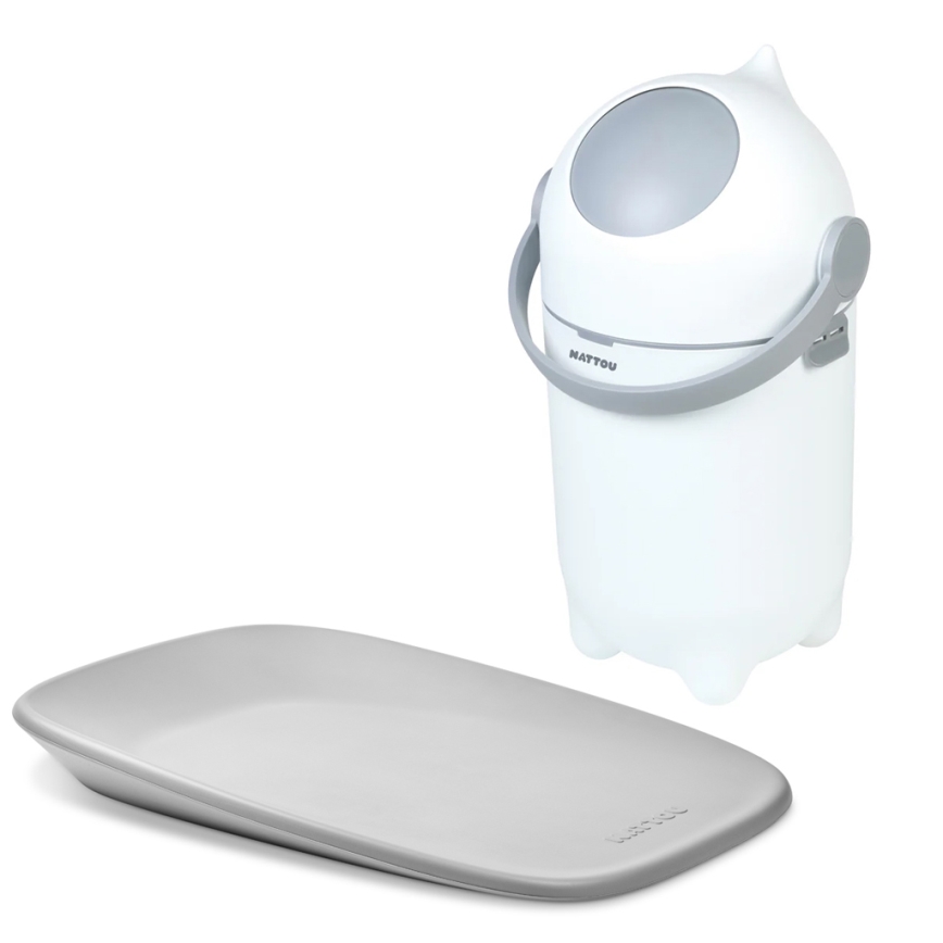 Nattou - Autiņbiksīšu tvertne un pārtīšanas virsma SOFTY 50x70 cm balta/pelēka