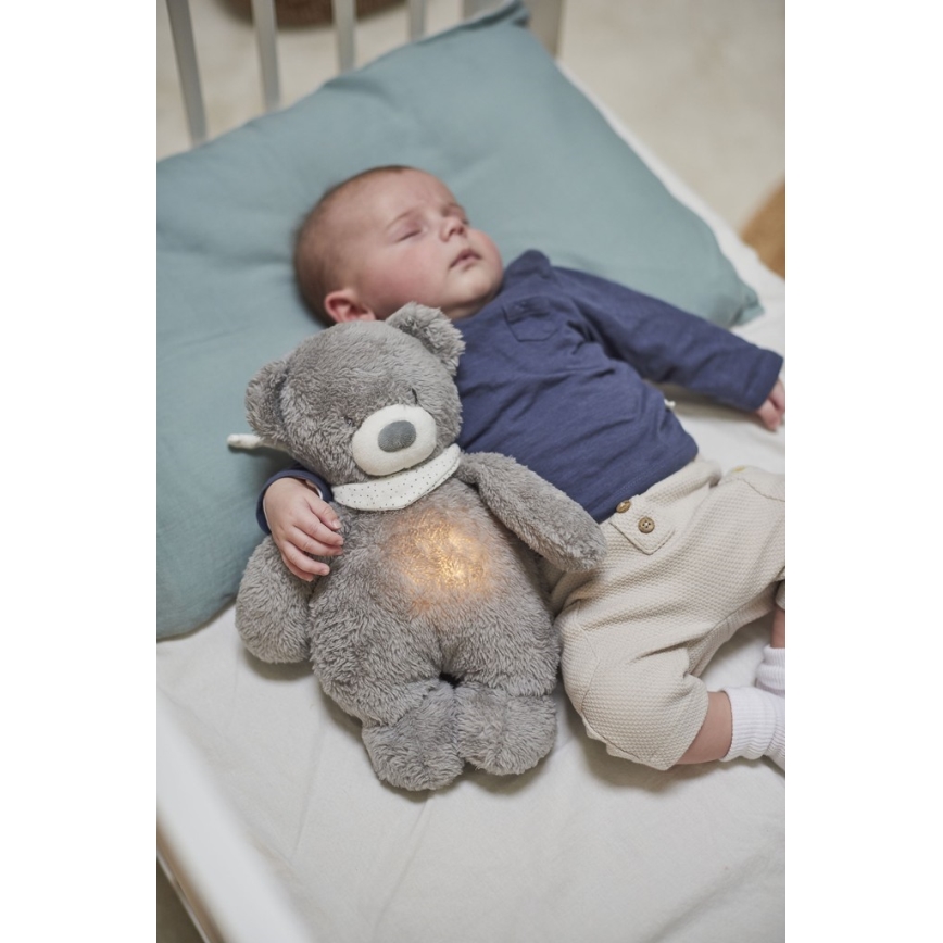 Nattou - Mīļmantiņa ar melodiju un lampu SLEEPY BEAR 4in1 pelēka
