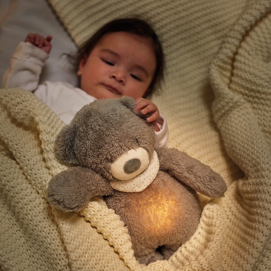 Nattou - Mīļmantiņa ar melodiju un lampu SLEEPY BEAR 4in1 pelēka
