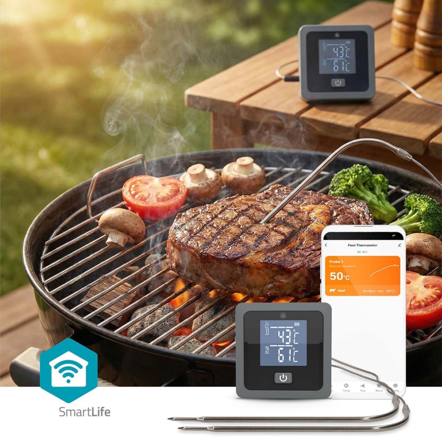 Viedais digitālais gaļas termometrs ar LCD displeju SmartLife 0-300 °C 2xAAA