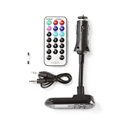 Nedis CATR100BK − FM Auto uztvērējs Bluetooth/MP3/12V + Tālvadības pults