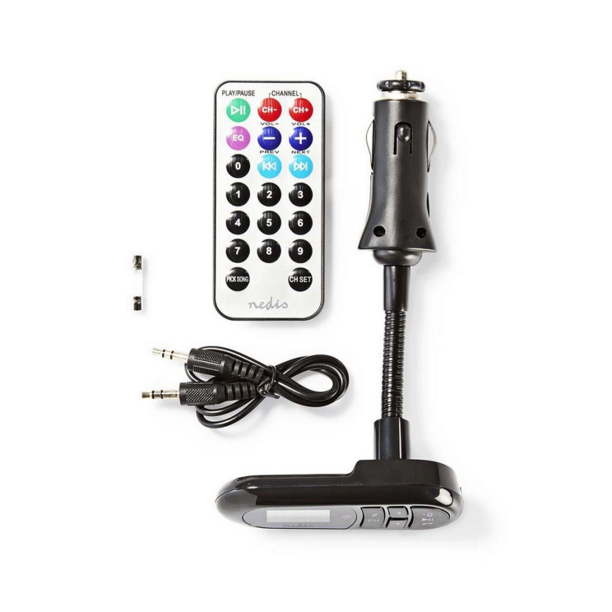 Nedis CATR100BK − FM Auto uztvērējs Bluetooth/MP3/12V + Tālvadības pults