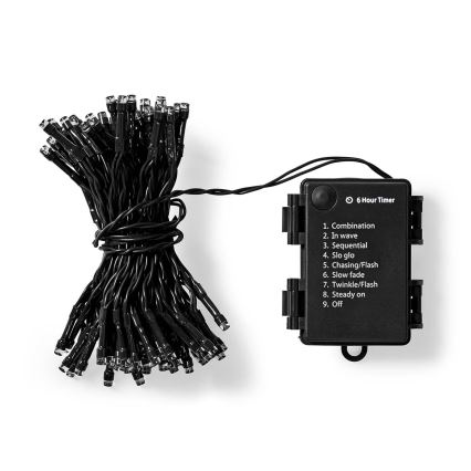 LED āra virtene 96xLED/7 režīmi/3xAA 7,7m IP44 siltā balta