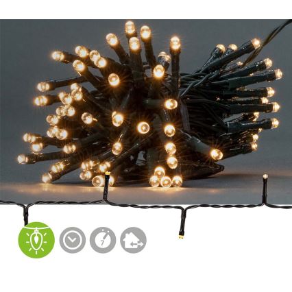 LED Ziemassvētku āra virtene 96xLED/7 funkcijas/3xAA 7,7m IP44 silti balta