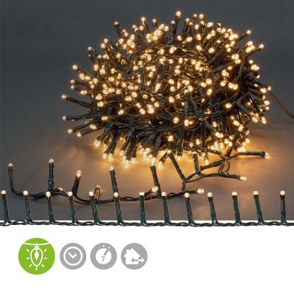 LED āra virtene 400xLED/7 režīmi 11m IP44 siltā balta