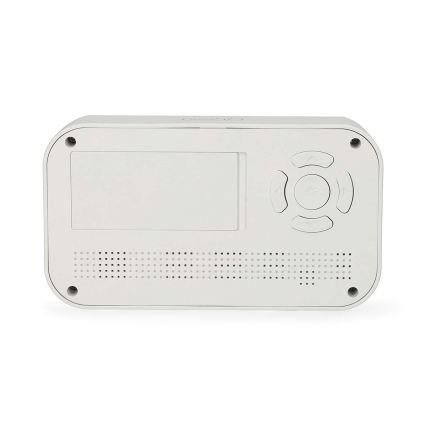 Digitālais pulkstenis ar modinātāju, termometru un higrometru, 2xAA, balts