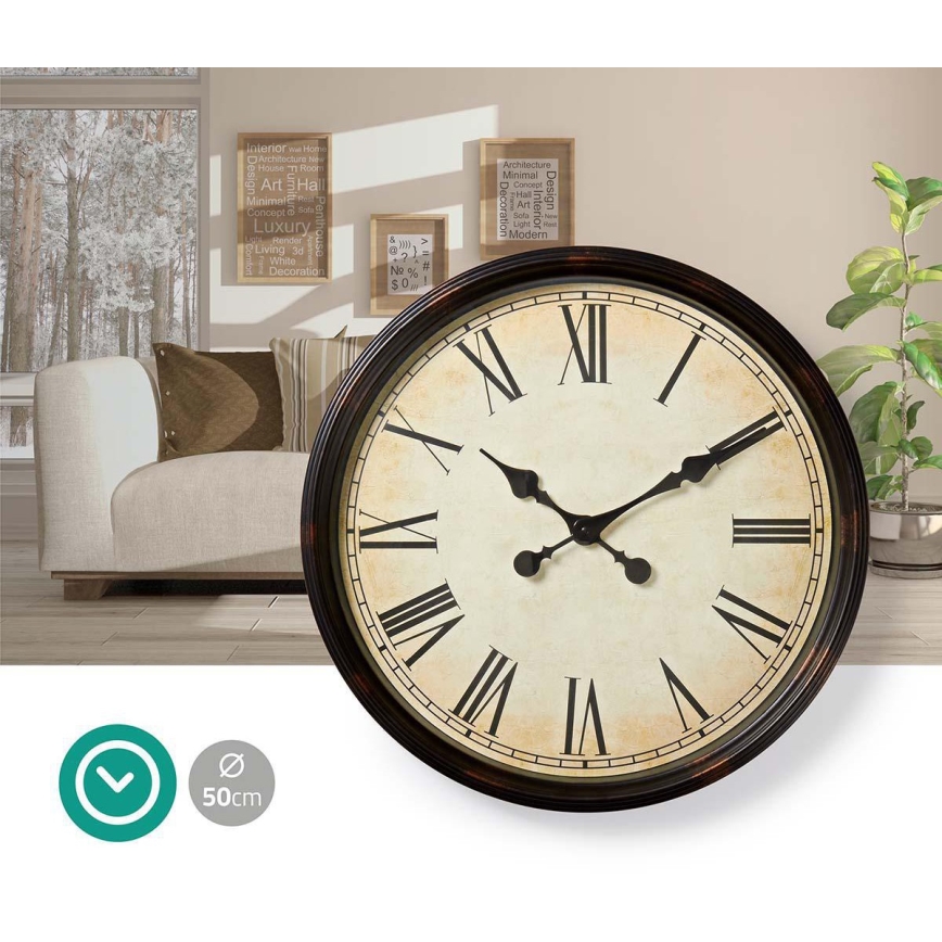 Sienas pulkstenis 1xAA d. 50 cm bēšs/melns