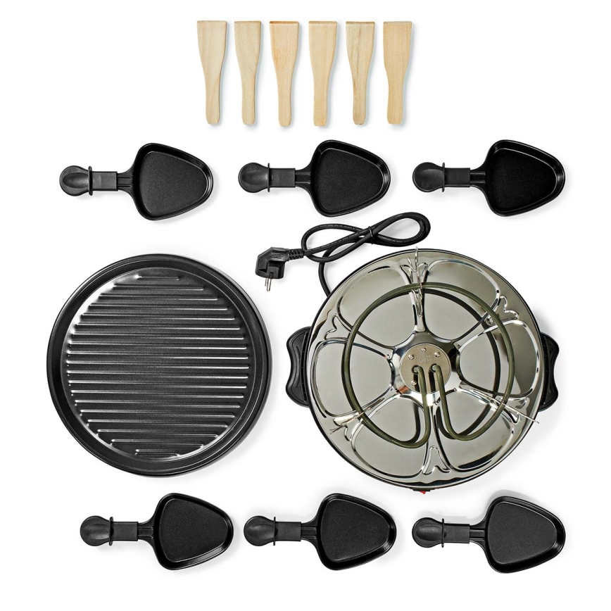 Nedis FCRA210FBK6 - Raclette grils ar piederumiem 800W/230V