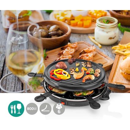 Nedis FCRA210FBK6 - Raclette grils ar piederumiem 800W/230V