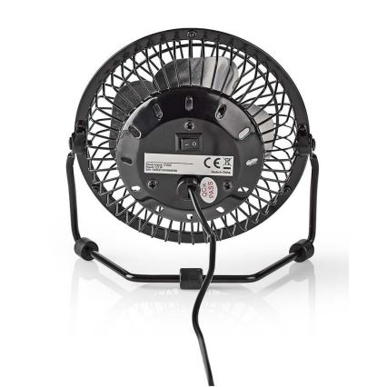 Galda ventilators 3W/USB 10 cm melns