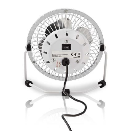 Galda ventilators 3W/USB 10 cm balts