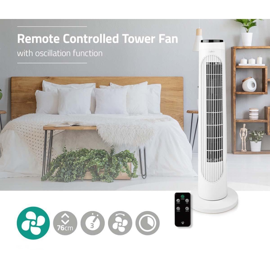 Grīdas ventilators 50W/230V balta + tālvadības pults