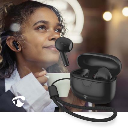 Bezvadu earphones 250 mAh + 2x 30 mAh melna