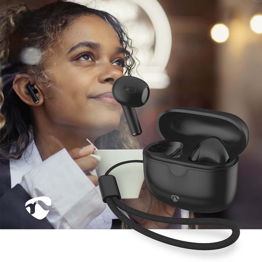 Bezvadu earphones 250 mAh + 2x 30 mAh melna