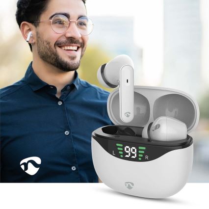 Bezvadu earphones ar ANC 320 mAh + 2x 40 mAh balta
