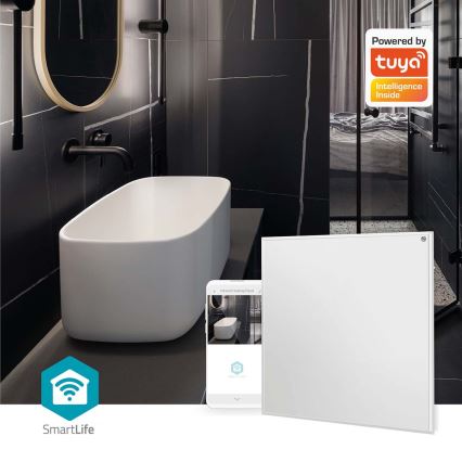 Infrasarkanais apkures panelis 350 W/230 V 59,8 x 62 cm IP44 Wi‑Fi Tuya + tālvadība