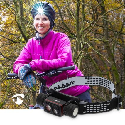 Regulējama uzlādējama alumīnija LED galvas lampa LED/10W/5V 2200 mAh IPX8 melna