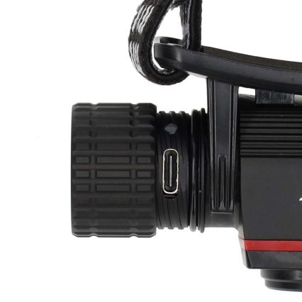 Regulējama uzlādējama alumīnija LED galvas lampa LED/10W/5V 2200 mAh IPX8 melna