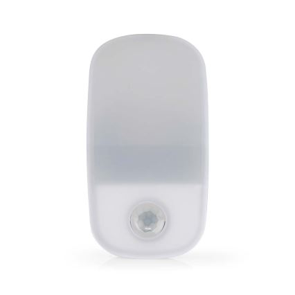 LED Orientējoša kontaktligzdas lampa ar kustības un krēslas sensoru LED/0,55W/230V balta