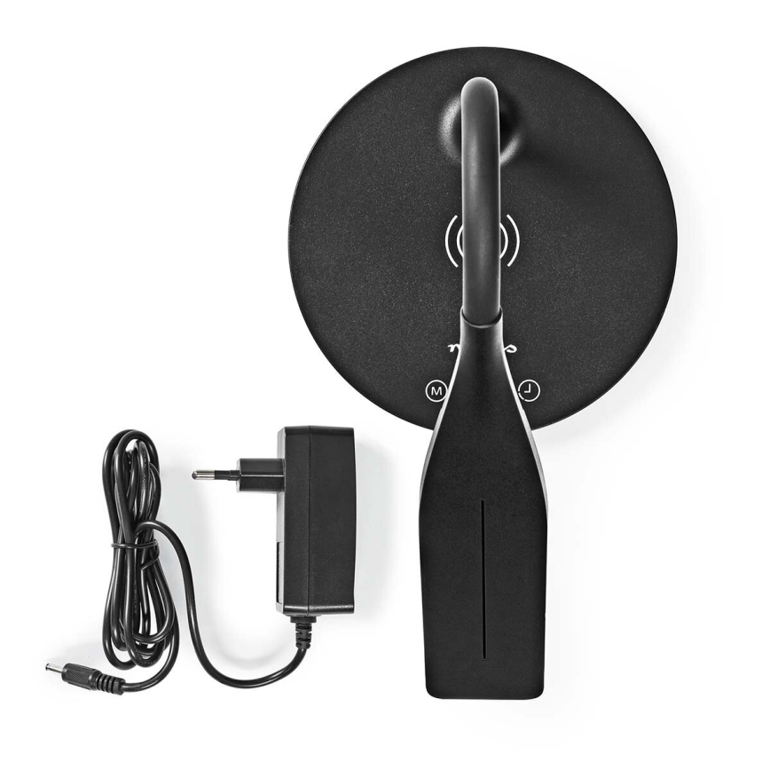 LED Aptumšojama skārienvadāma pielāgojama galda lampa ar 15W bezvadu uzlāde Qi LED/5,5W/230V 2700-6500K melna