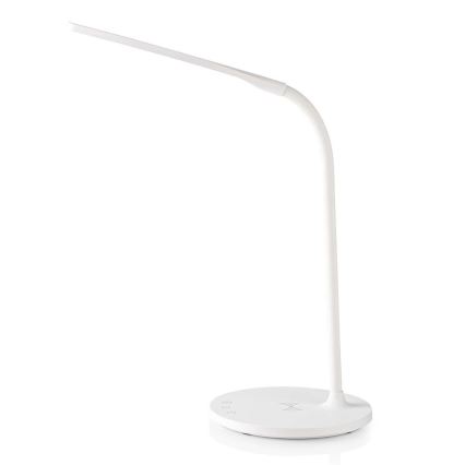 LED Aptumšojama skārienvadāma pielāgojama galda lampa ar 15W bezvadu uzlāde Qi LED/5,5W/230V 2700-6500K balta
