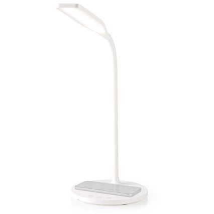 LED Aptumšojama skārienvadāma pielāgojama galda lampa ar 15W bezvadu uzlāde Qi LED/5,5W/230V 2700-6500K balta