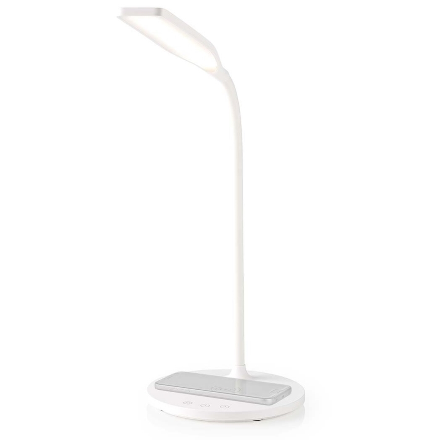 LED Aptumšojama skārienvadāma pielāgojama galda lampa ar 15W bezvadu uzlāde Qi LED/5,5W/230V 2700-6500K balta