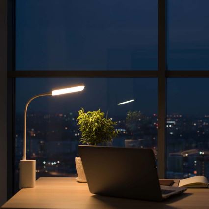 LED aptumšojama uzlādējama skārienjūtīga lokana galda lampa ar skavu LED/5W/1200 mAh balta
