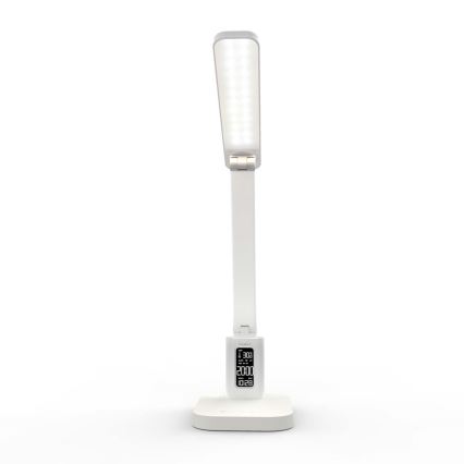 Regulējama uzlādējamā skārienjūtīgā LED galda lampa ar displeju LED/7,5W/1200 mAh 3000/4000/5700K CRI 90 balta