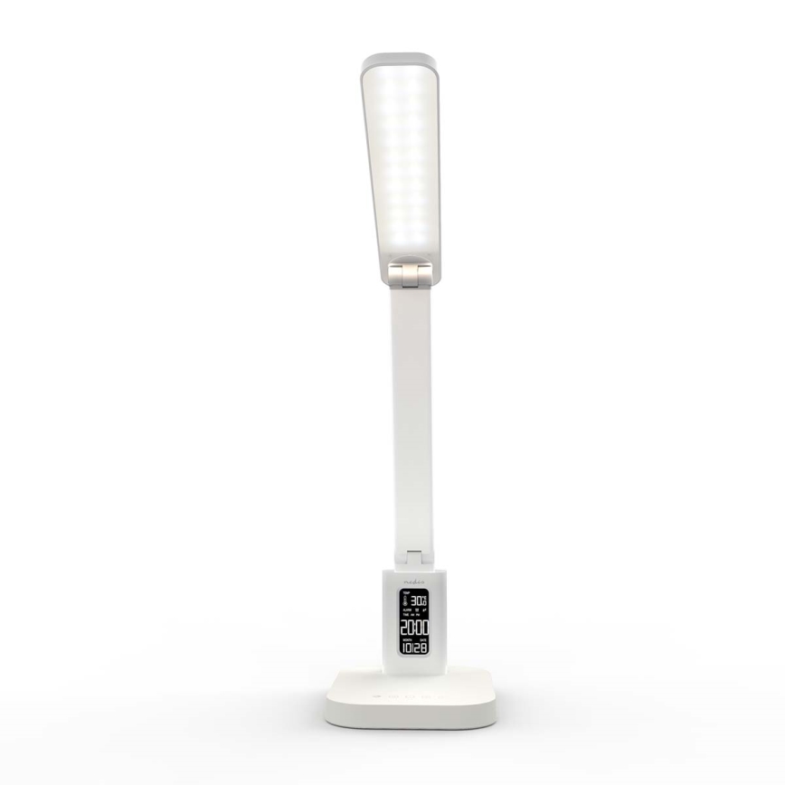 Regulējama uzlādējamā skārienjūtīgā LED galda lampa ar displeju LED/7,5W/1200 mAh 3000/4000/5700K CRI 90 balta