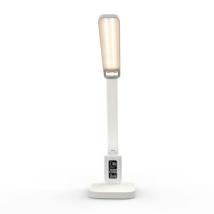 Regulējama uzlādējamā skārienjūtīgā LED galda lampa ar displeju LED/7,5W/1200 mAh 3000/4000/5700K CRI 90 balta