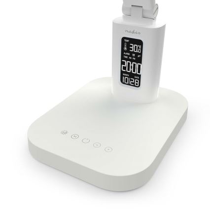 Regulējama uzlādējamā skārienjūtīgā LED galda lampa ar displeju LED/7,5W/1200 mAh 3000/4000/5700K CRI 90 balta