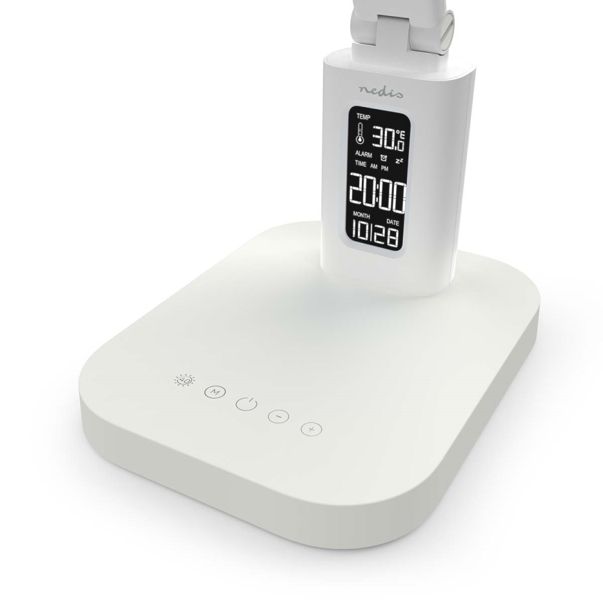 Regulējama uzlādējamā skārienjūtīgā LED galda lampa ar displeju LED/7,5W/1200 mAh 3000/4000/5700K CRI 90 balta