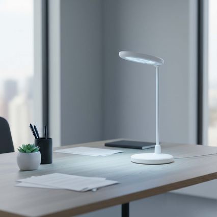LED regulējamā uzlādējamā skārienjūtīgā lampa ar spoguli LED/6W/1200 mAh 3000/4000/5700K CRI 90 balta