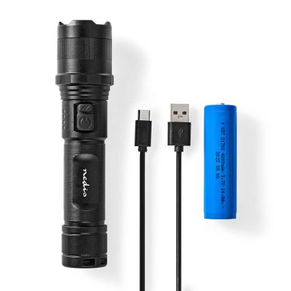 Regulējams LED uzlādējams alumīnija lukturis LED/10W/5V 2200 mAh IPX4 melns