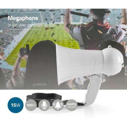 Megafons 4xAA balts