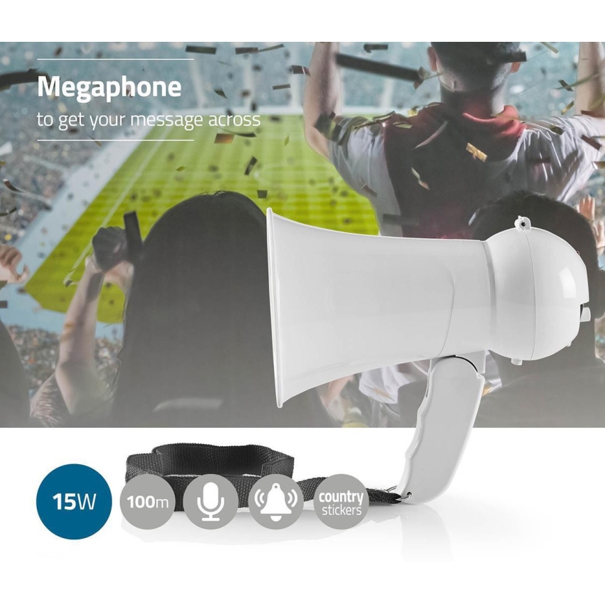 Megafons 4xAA balts