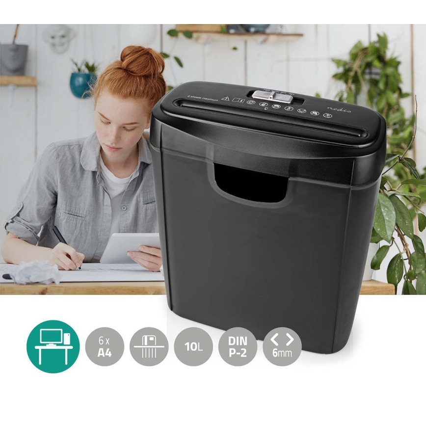 A4 dokumentu smalcinātājs, 10 l atkritumu tvertne, 230V, melns