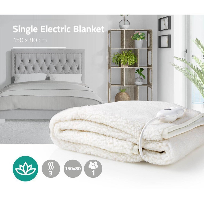 Elektriski apsildāma sega 60W/230V 150x80 cm vilna