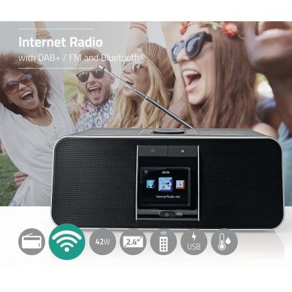 Multifunkcionāls interneta radio 42W/230V Wi-Fi Bluetooth USB+ TP