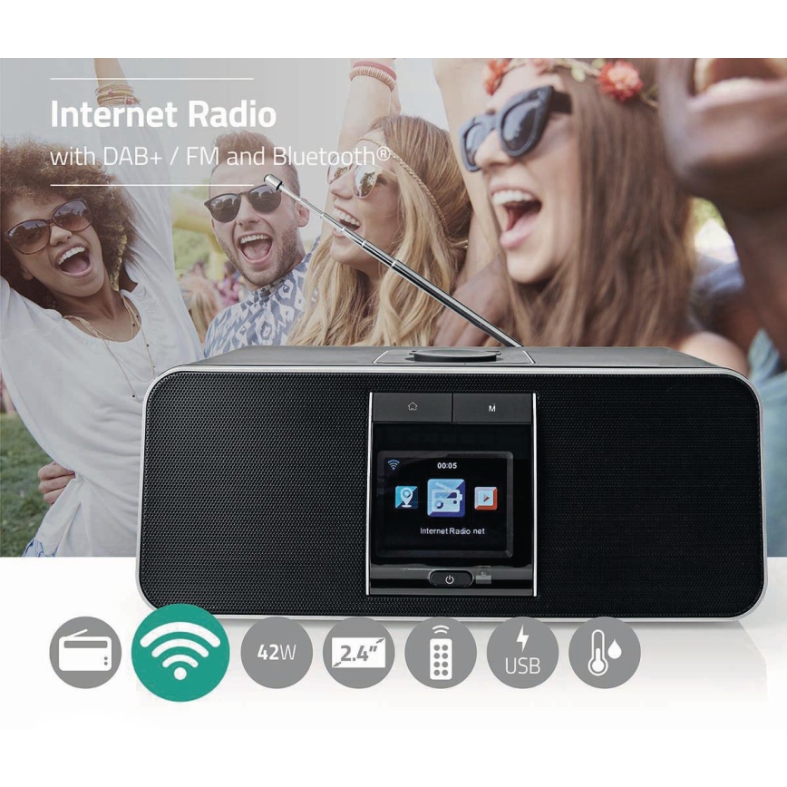 Multifunkcionāls interneta radio 42W/230V Wi-Fi Bluetooth USB+ TP