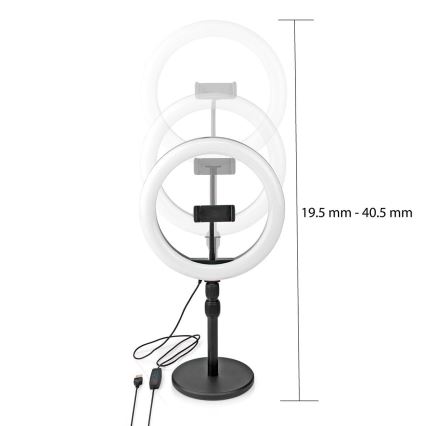 LED Aptumšojama lampa ar statīvu un turētāju vlogošanai LED/6W/USB 2700-6700K