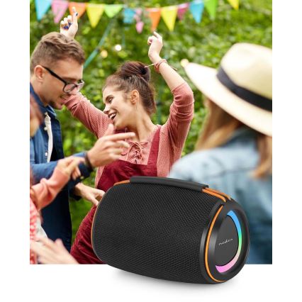 LED uzlādējamais skaļrunis 40 W/1200 mAh IPX4, melns