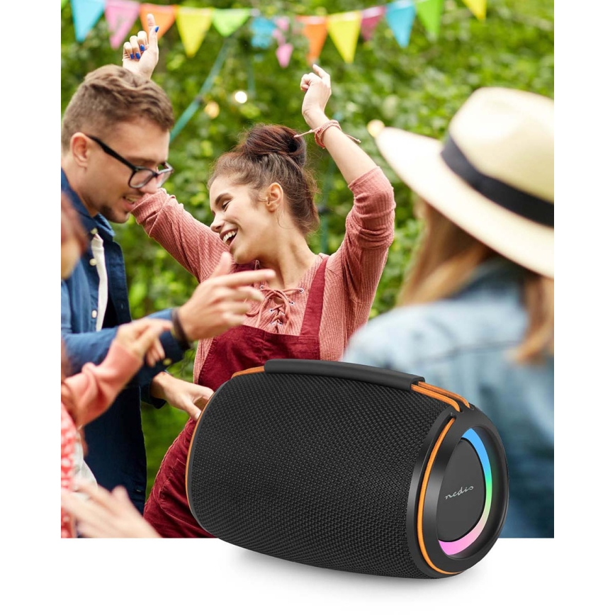 LED uzlādējamais skaļrunis 40 W/1200 mAh IPX4, melns