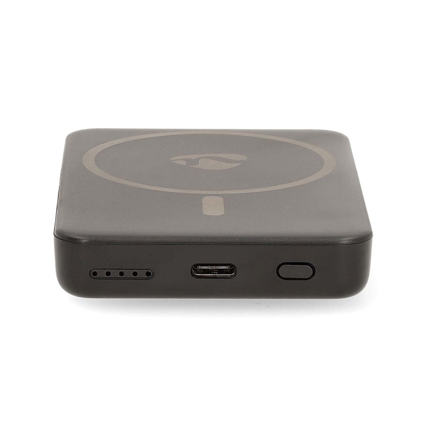 Lādētājakumulators 2in1 magnētisks ar bezvadu uzlādi MagSafe 5000 mAh melns